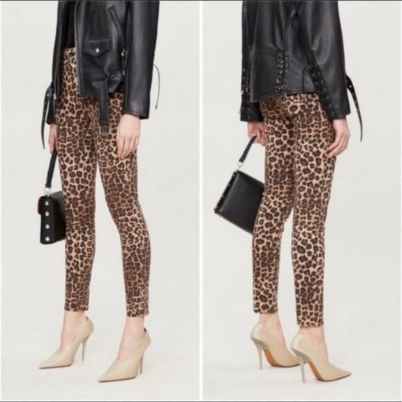 Good American Leopard Print Jeans Brown Size 28 High Rise Good Waist - Picture 1 of 13